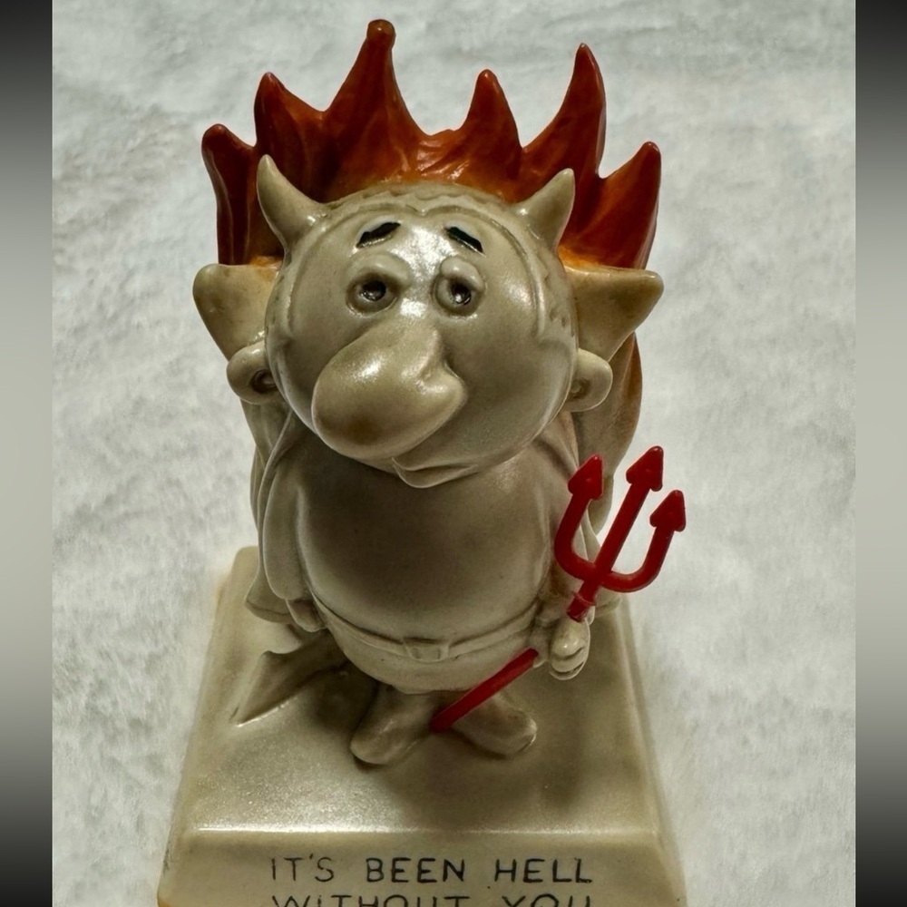 70s Vintage It's Been Hell Without You Small Statue Figurine Figure 5" Tall - Picture 2 of 10
